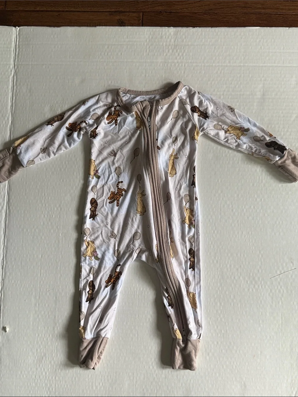 Winnie the Pooh Infants Footed One-Piece Pajama - Beige Trim